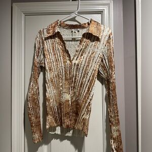 Cache Textured Animal print Long Sleeve button down.  Vintage.